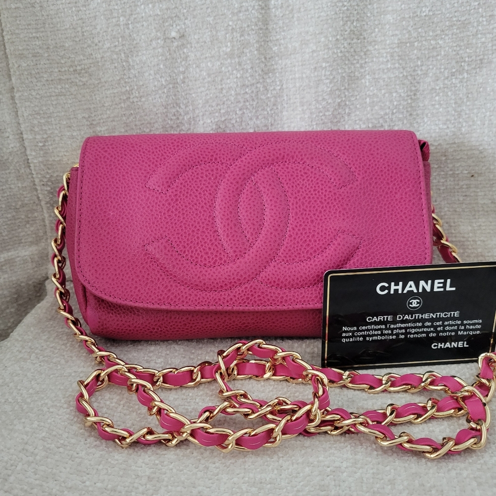 Chanel Timeless Fuchsia Crossbody Mini Pochette Handbag